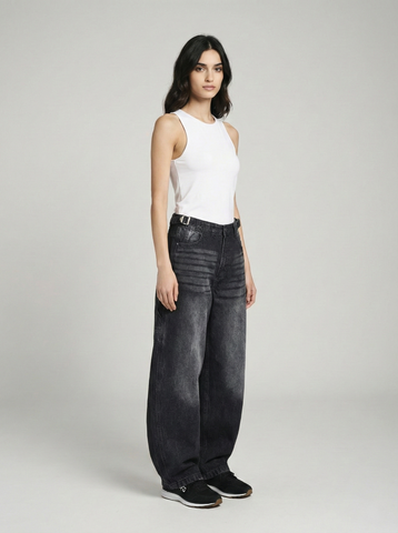 Charcoal Faded Black Mid-rise Carpenter Jeans.