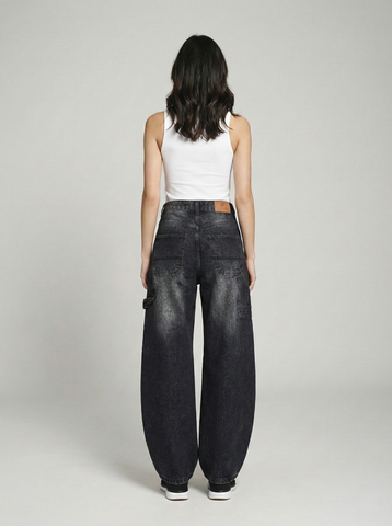 Charcoal Faded Black Mid-rise Carpenter Jeans.
