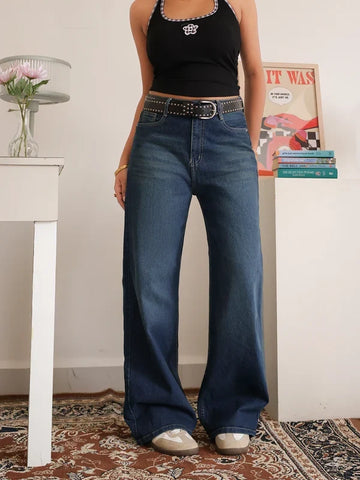 Luxe Celestial Blue Tinted Wide Leg Jeans