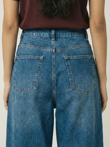 Tinted vintage washed wide leg jeans