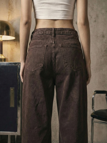 Chocolate Brown Wide Leg Jeans