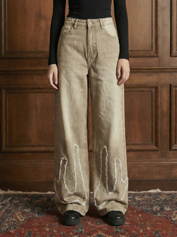 Patch Beige Super Wide leg jeans