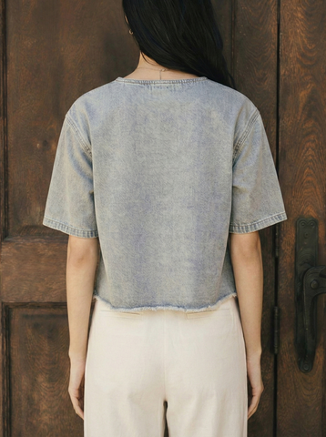 T-Shirt mit V-Ausschnitt Überschnittene Schulter | ASH GREY | NEW YORKER