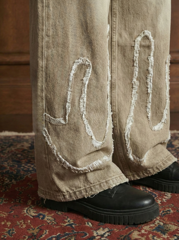 Patch Beige Super Wide leg jeans