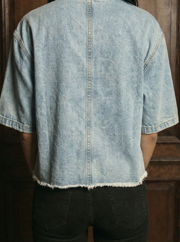 T-shirt with v-neck DROP SHOULDER | Light blue | NEW YORKER