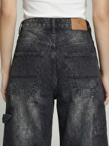 Charcoal Faded Black Mid-rise Carpenter Jeans.