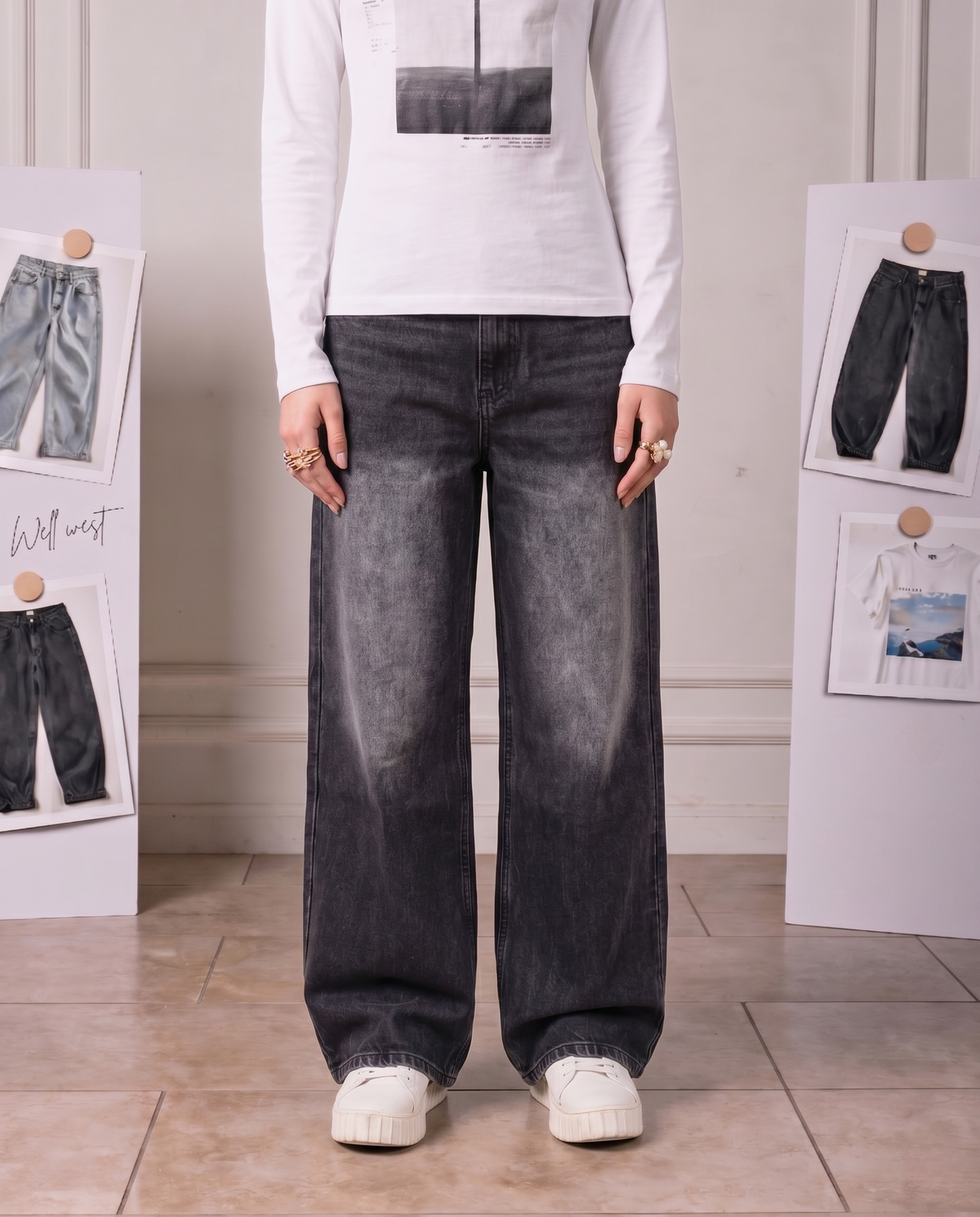 Concrete Grey Baggy Denim -Loose Fit - UNISEX