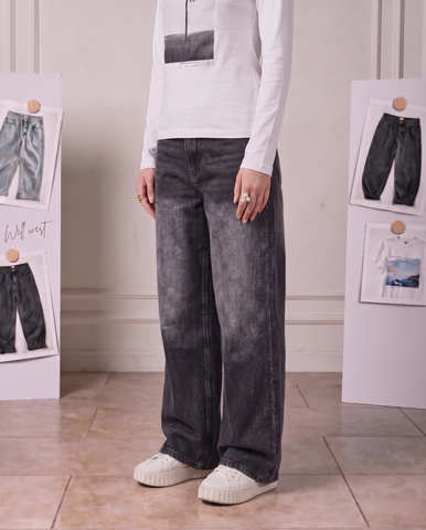 Concrete Grey Baggy Denim -Loose Fit - UNISEX
