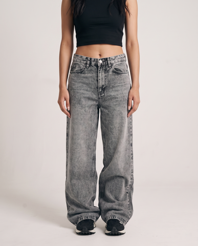 80's Ash Grey Wide Leg Jeans (Unisex)