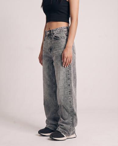 80's Ash Grey Wide Leg Jeans (Unisex)