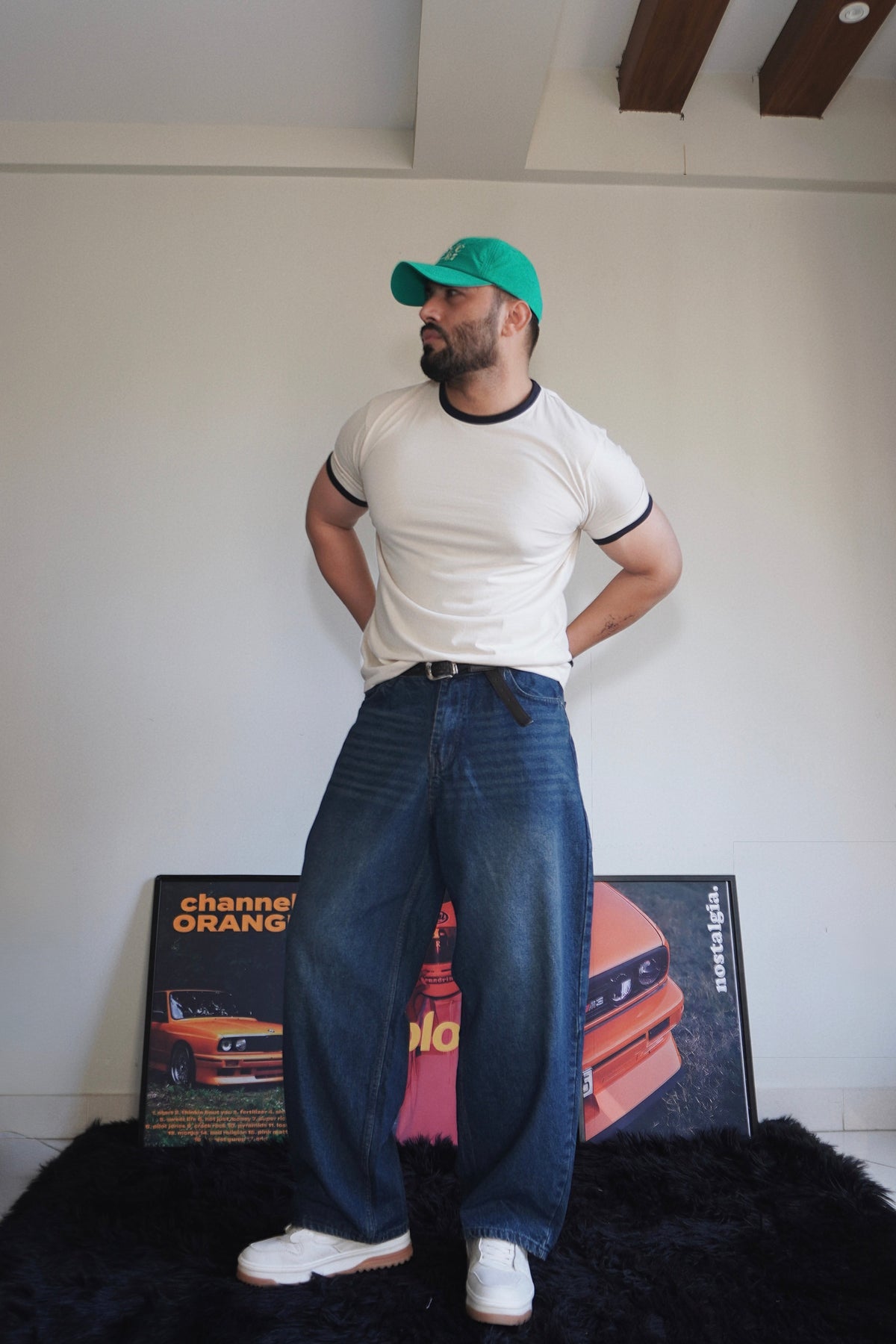 Retro Slate Blue Washed  Wide Leg Jeans (Unisex)