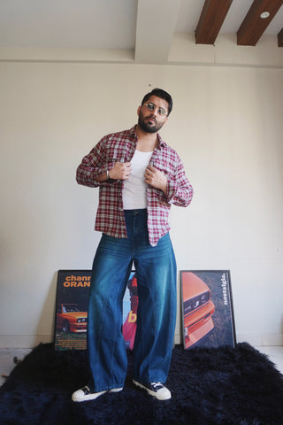 Tinted Vintage Washed  Wide Leg Jeans (Unisex)