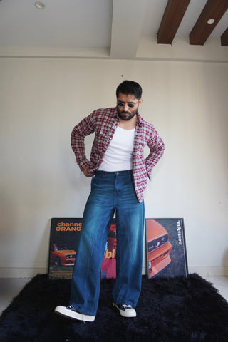Tinted Vintage Washed  Wide Leg Jeans (Unisex)